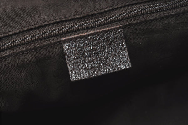 Authentic GUCCI Micro GG Nylon Leather Abbey Shoulder Tote Bag Brown 0389J