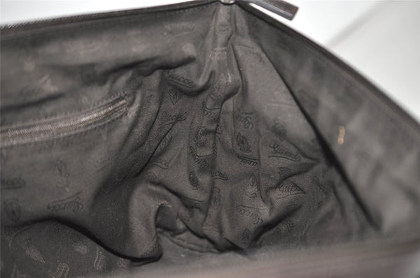 Authentic GUCCI Micro GG Nylon Leather Abbey Shoulder Tote Bag Brown 0389J