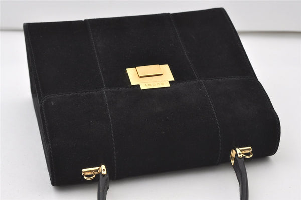 Authentic GUCCI 2Way Shoulder Hand Bag Purse Suede Leather Black Junk 0390J