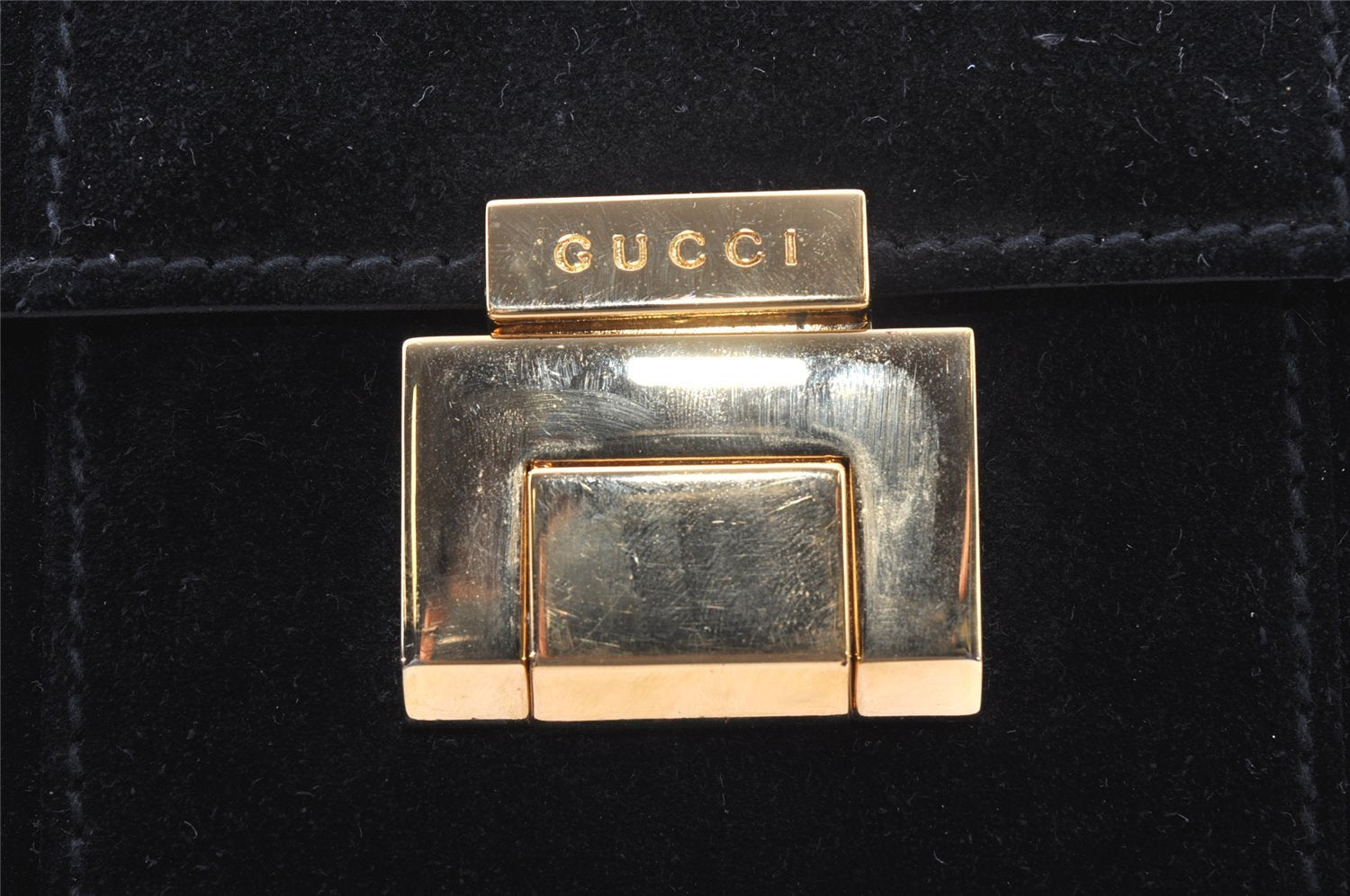 Authentic GUCCI 2Way Shoulder Hand Bag Purse Suede Leather Black Junk 0390J