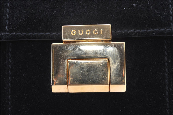 Authentic GUCCI 2Way Shoulder Hand Bag Purse Suede Leather Black Junk 0390J