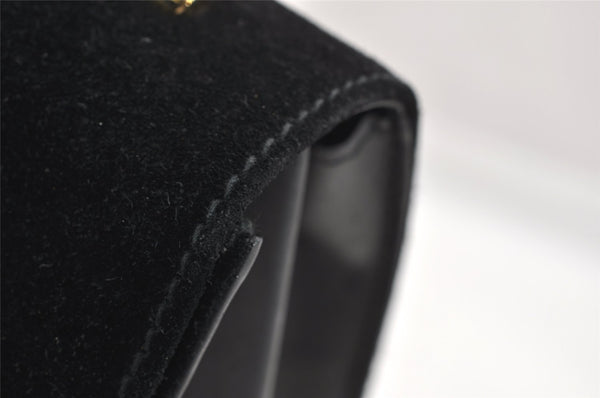 Authentic GUCCI 2Way Shoulder Hand Bag Purse Suede Leather Black Junk 0390J