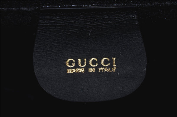 Authentic GUCCI 2Way Shoulder Hand Bag Purse Suede Leather Black Junk 0390J