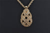 Authentic Christian Dior Gold Tone Chain Rhinestone Pendant Necklace CD 0390K