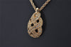 Authentic Christian Dior Gold Tone Chain Rhinestone Pendant Necklace CD 0390K