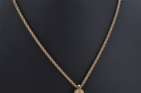 Authentic Christian Dior Gold Tone Chain Rhinestone Pendant Necklace CD 0390K