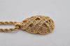 Authentic Christian Dior Gold Tone Chain Rhinestone Pendant Necklace CD 0390K