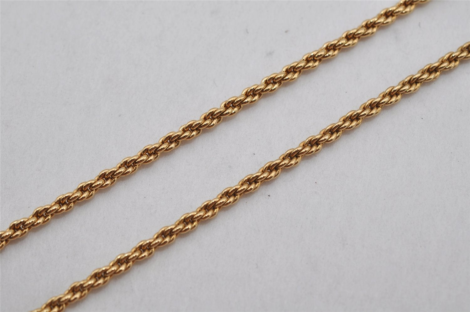 Authentic Christian Dior Gold Tone Chain Rhinestone Pendant Necklace CD 0390K