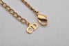 Authentic Christian Dior Gold Tone Chain Rhinestone Pendant Necklace CD 0390K