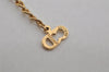 Authentic Christian Dior Gold Tone Chain Rhinestone Pendant Necklace CD 0390K