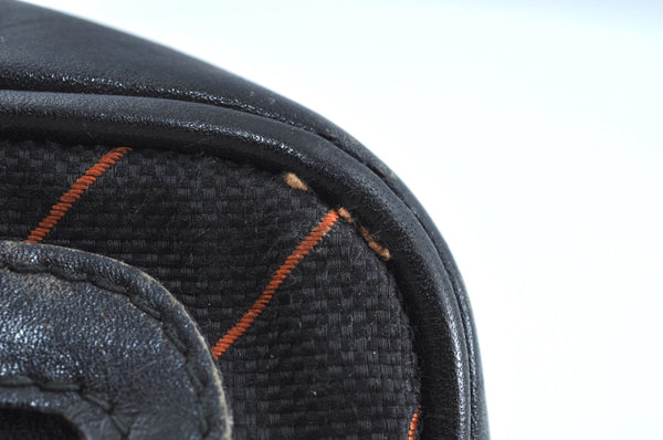 Authentic GUCCI Shooting Star Clutch Hand Bag Purse Canvas Leather Black 0391J