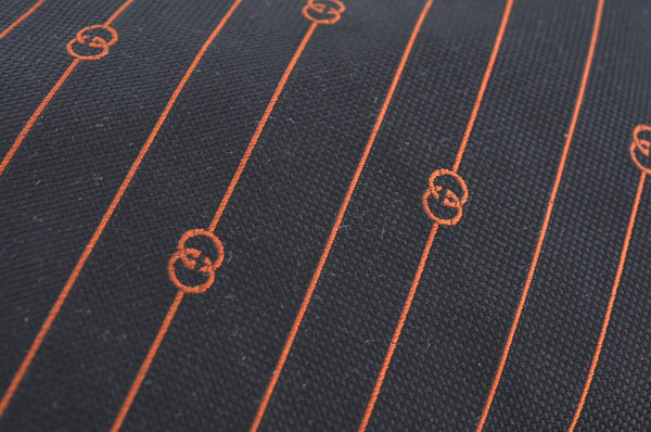 Authentic GUCCI Shooting Star Clutch Hand Bag Purse Canvas Leather Black 0391J