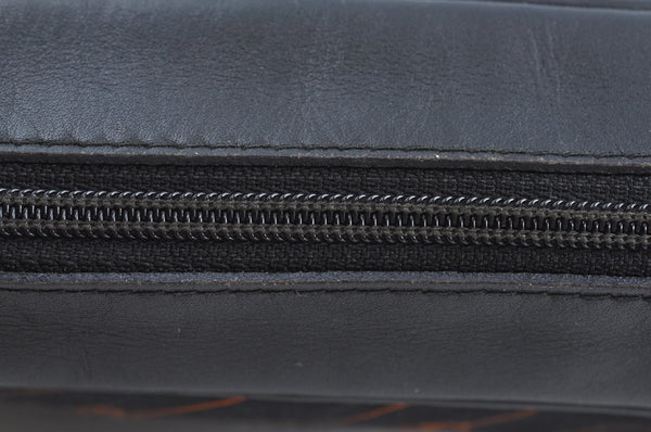 Authentic GUCCI Shooting Star Clutch Hand Bag Purse Canvas Leather Black 0391J