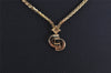 Authentic Christian Dior Gold Tone Chain Rhinestone Pendant Necklace CD 0391K