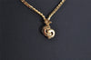 Authentic Christian Dior Gold Tone Chain Rhinestone Pendant Necklace CD 0391K