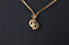 Authentic Christian Dior Gold Tone Chain Rhinestone Pendant Necklace CD 0391K