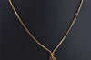 Authentic Christian Dior Gold Tone Chain Rhinestone Pendant Necklace CD 0391K