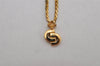 Authentic Christian Dior Gold Tone Chain Rhinestone Pendant Necklace CD 0391K