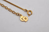 Authentic Christian Dior Gold Tone Chain Rhinestone Pendant Necklace CD 0391K