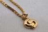 Authentic Christian Dior Gold Tone Chain Rhinestone Pendant Necklace CD 0391K