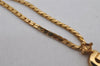 Authentic Christian Dior Gold Tone Chain Rhinestone Pendant Necklace CD 0391K