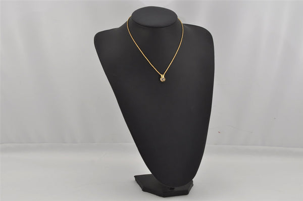 Authentic Christian Dior Gold Tone Chain Rhinestone Pendant Necklace CD 0393K