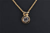 Authentic Christian Dior Gold Tone Chain Rhinestone Pendant Necklace CD 0393K