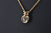 Authentic Christian Dior Gold Tone Chain Rhinestone Pendant Necklace CD 0393K