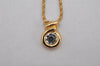 Authentic Christian Dior Gold Tone Chain Rhinestone Pendant Necklace CD 0393K