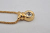 Authentic Christian Dior Gold Tone Chain Rhinestone Pendant Necklace CD 0393K