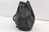 Authentic YVES SAINT LAURENT Shoulder Drawstring Bag Purse Leather Black 0396K