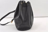 Authentic YVES SAINT LAURENT Shoulder Drawstring Bag Purse Leather Black 0396K