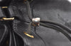 Authentic YVES SAINT LAURENT Shoulder Drawstring Bag Purse Leather Black 0396K