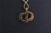 Authentic Christian Dior Gold Tone Chain Rhinestone Pendant Necklace CD 0398K