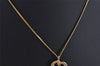 Authentic Christian Dior Gold Tone Chain Rhinestone Pendant Necklace CD 0398K