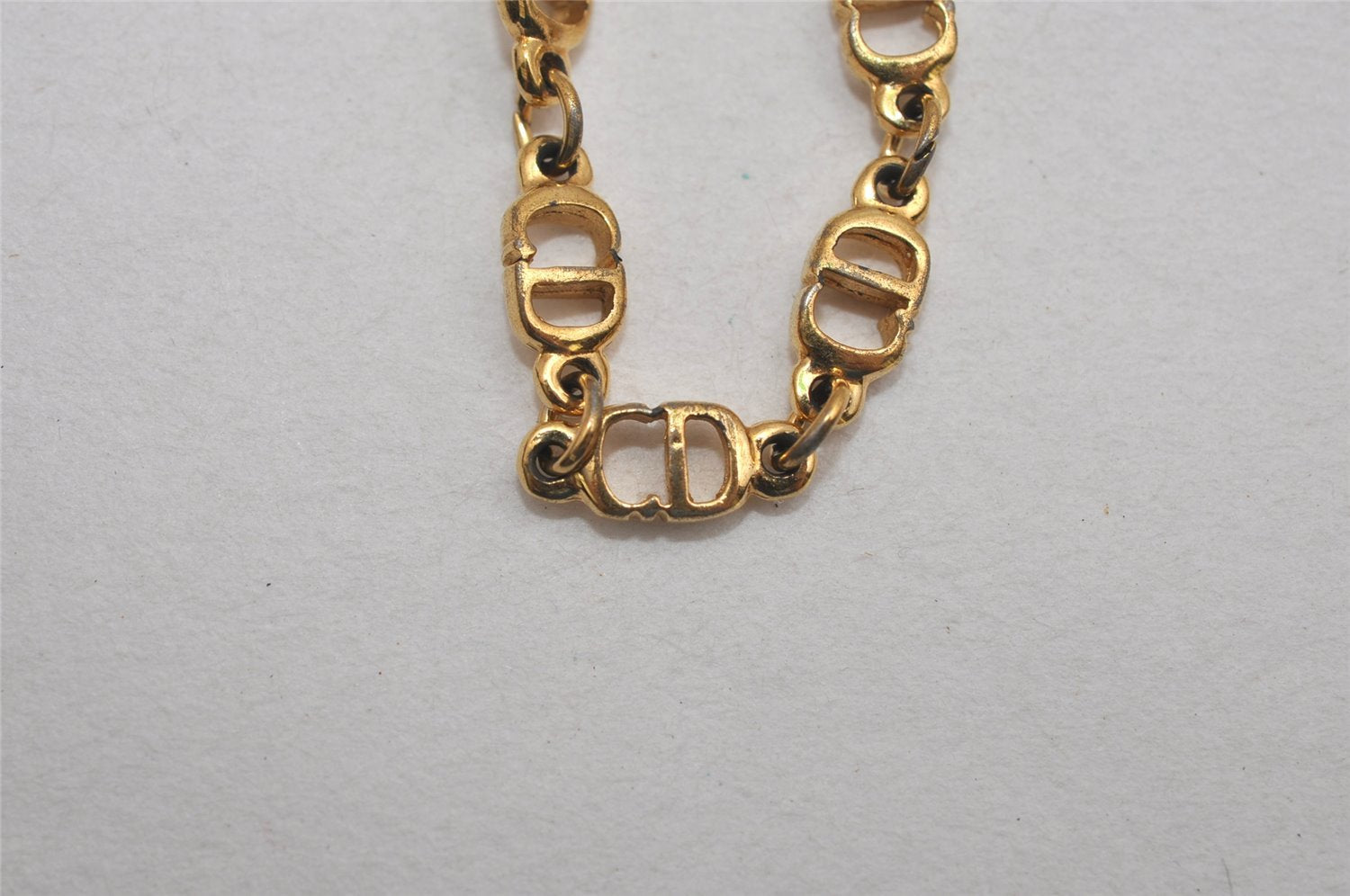 Authentic Christian Dior Chain Bracelet Gold Tone CD Junk 0399K