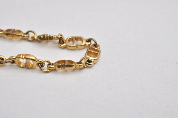 Authentic Christian Dior Chain Bracelet Gold Tone CD Junk 0399K