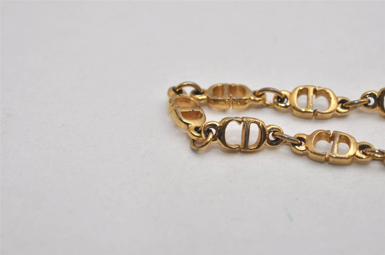 Authentic Christian Dior Chain Bracelet Gold Tone CD Junk 0399K