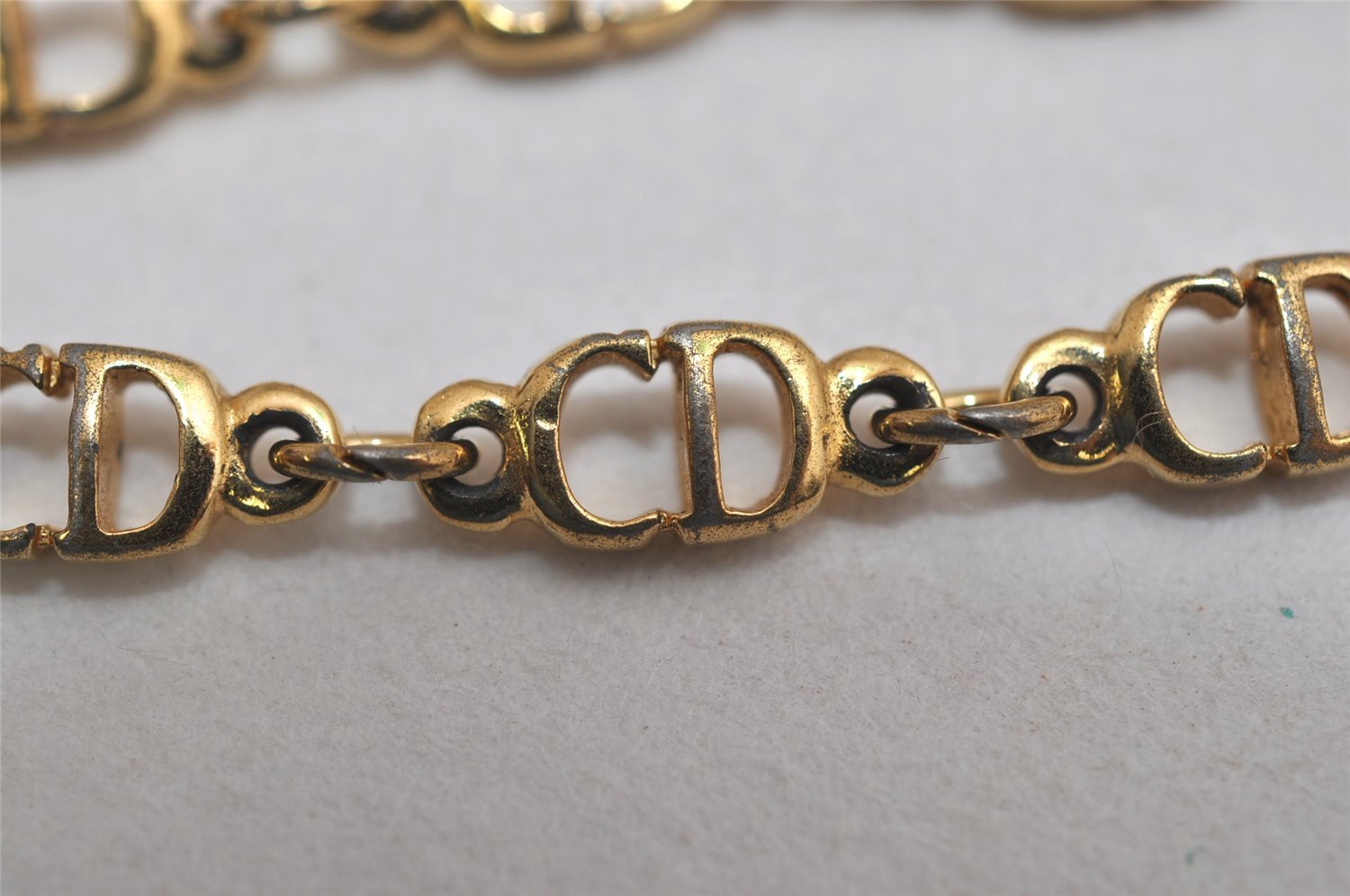 Authentic Christian Dior Chain Bracelet Gold Tone CD Junk 0399K