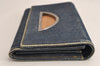 Authentic Christian Dior Vintage Long Wallet Purse Denim Leather Blue 0400K