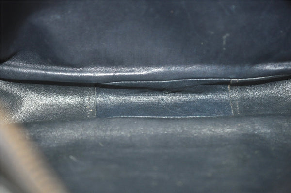 Authentic GUCCI Sherry Line Shoulder Bag Purse GG PVC Leather Navy Blue 0404K