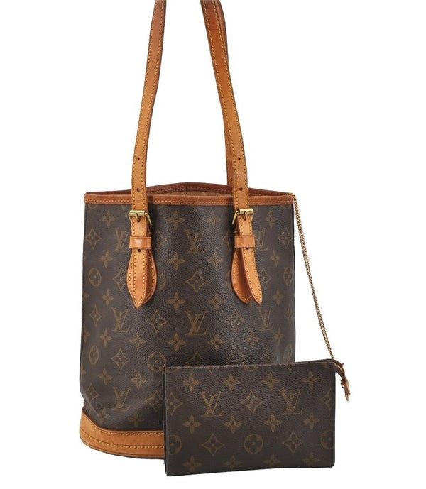 Authentic Louis Vuitton Monogram Bucket PM Shoulder Tote Bag M42238 LV 0405J