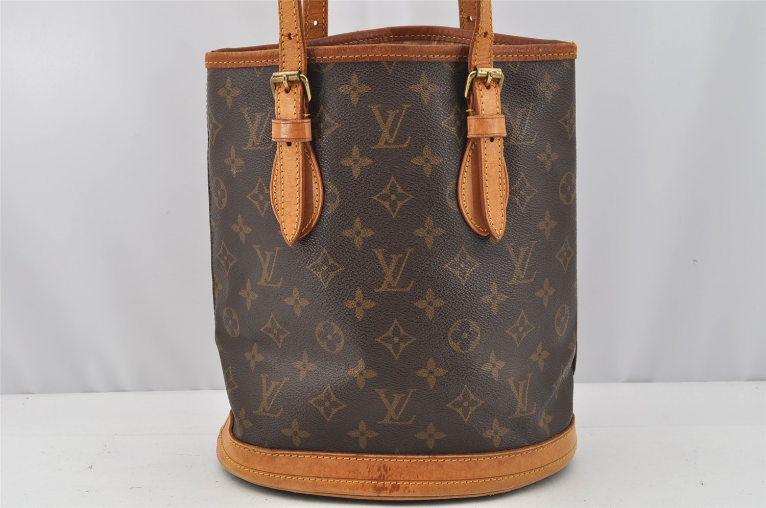 Authentic Louis Vuitton Monogram Bucket PM Shoulder Tote Bag M42238 LV 0405J
