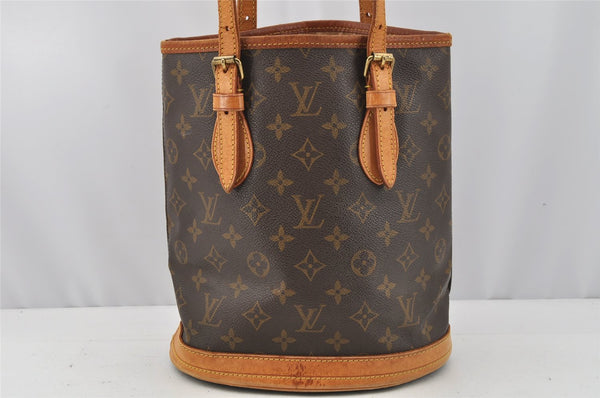 Authentic Louis Vuitton Monogram Bucket PM Shoulder Tote Bag M42238 LV 0405J