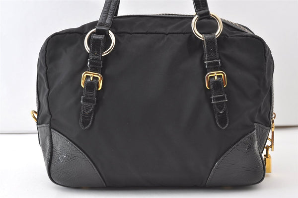 Authentic PRADA Vintage Nylon Tessuto Enamel Shoulder Bag Black 0408J