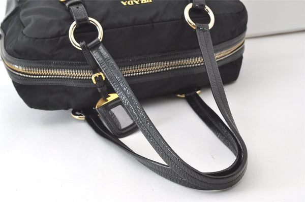 Authentic PRADA Vintage Nylon Tessuto Enamel Shoulder Bag Black 0408J
