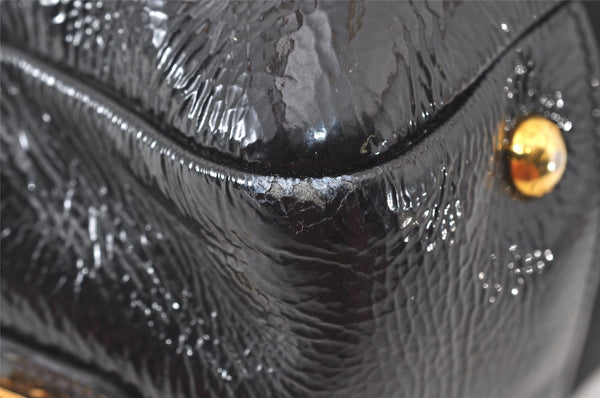 Authentic PRADA Vintage Nylon Tessuto Enamel Shoulder Bag Black 0408J