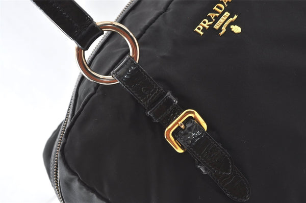Authentic PRADA Vintage Nylon Tessuto Enamel Shoulder Bag Black 0408J