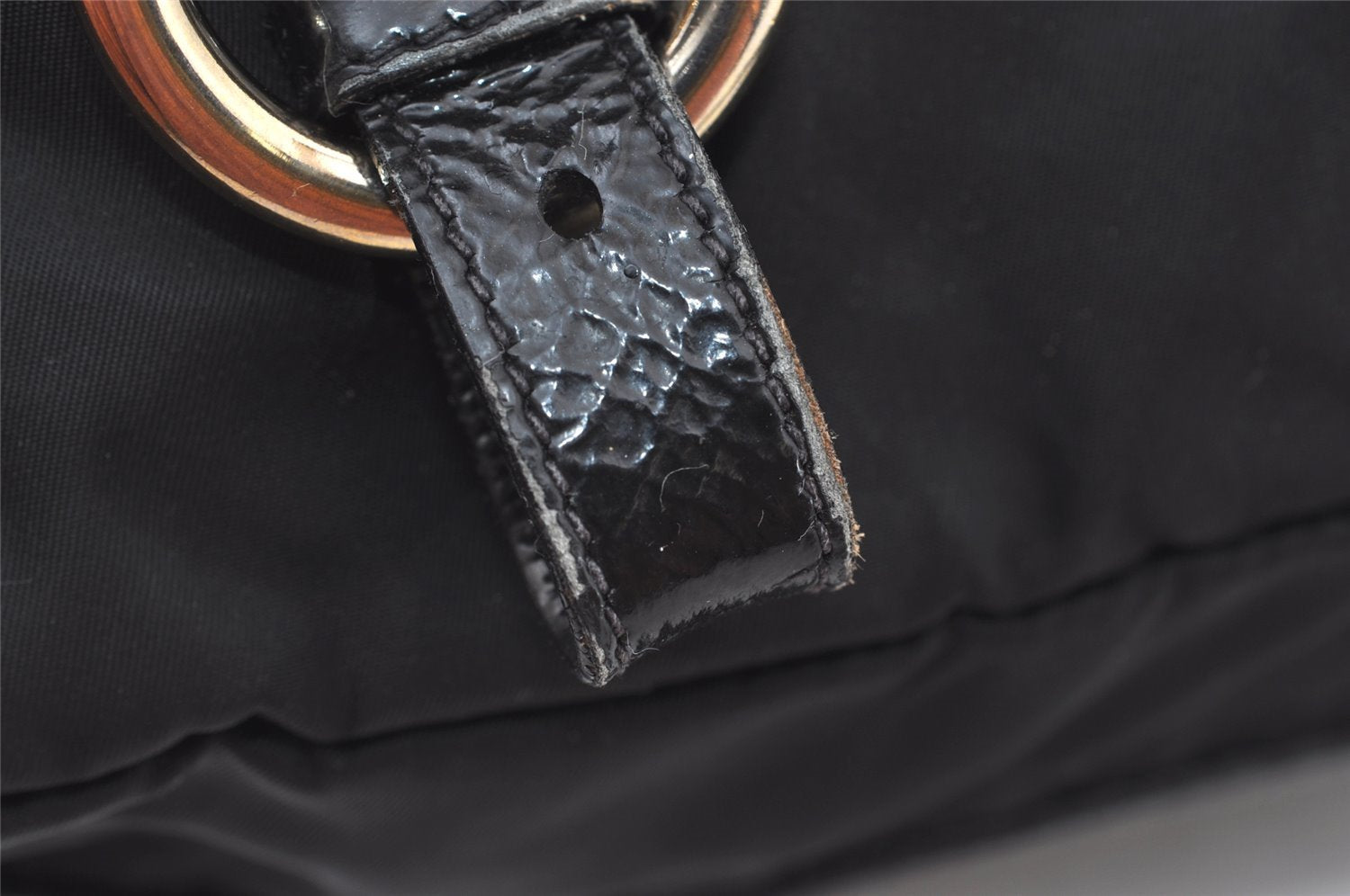 Authentic PRADA Vintage Nylon Tessuto Enamel Shoulder Bag Black 0408J