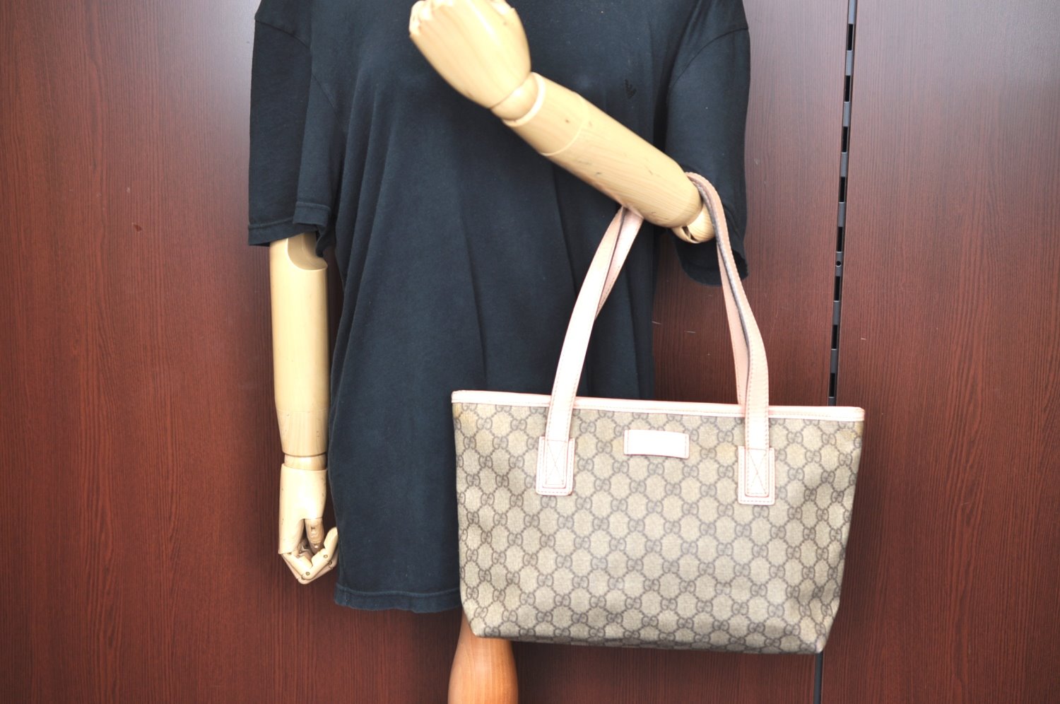 Authentic GUCCI Shoulder Hand Tote Bag Purse GG PVC Leather 211138 Brown 0411G